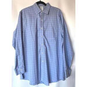 Brooks Brothers Slim Fit Non-Iron Supima Cotton Blue Dress Shirt, Size 16.5-34